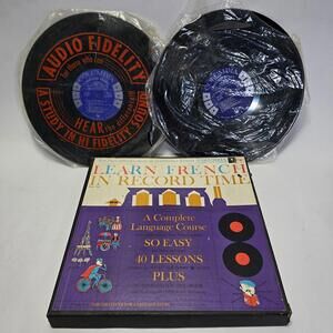 Vtg Vinyl Album Box Set Learn French In Record Time Language Course 40 Lessons